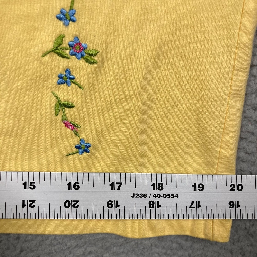 VTG Bobbie Brooks T Shirt Women's Medium Yellow Embroidered Top Grandma Core - Picture 8 of 16